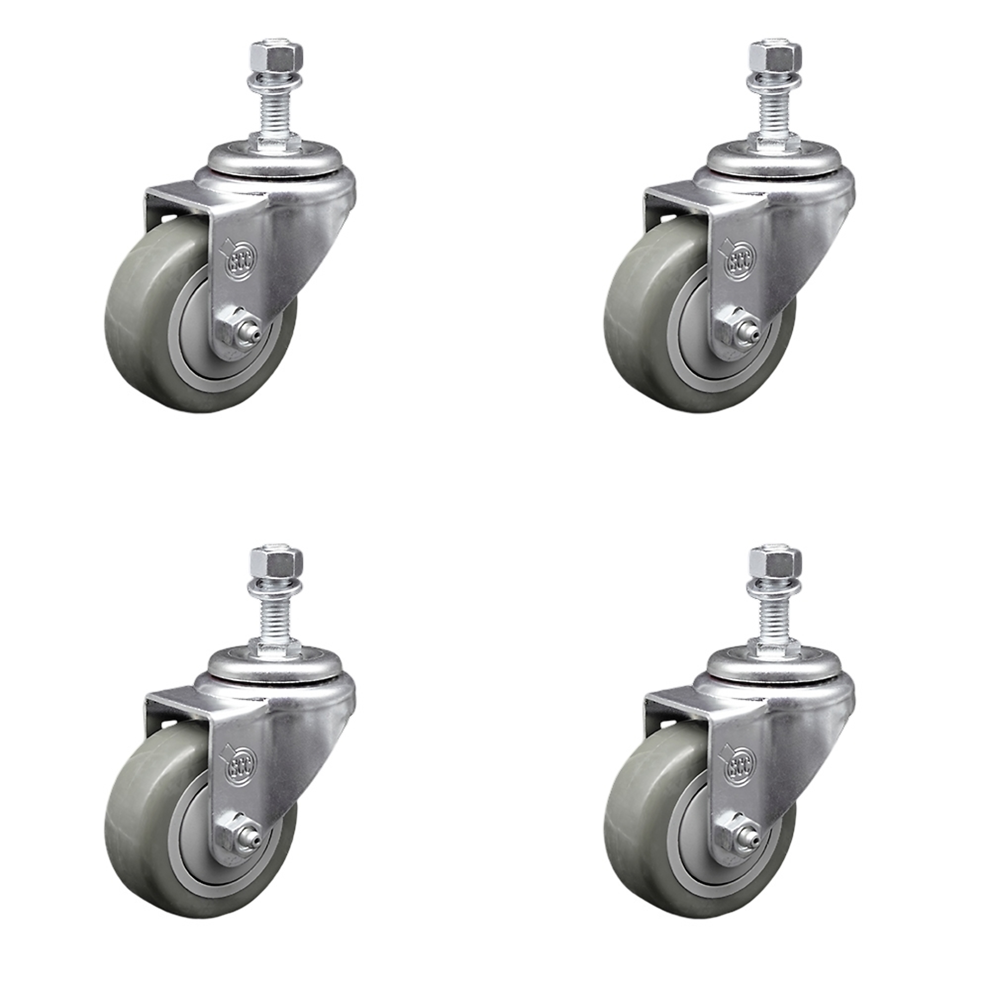 Service Caster, 3 1/2in. x 1 1/4in. Stem Casters, Wheel Diameter 3.5 in, Caster Type Swivel, Package (qty.) 4, Model# SCC-TS20S3514-PPUB-121315-4